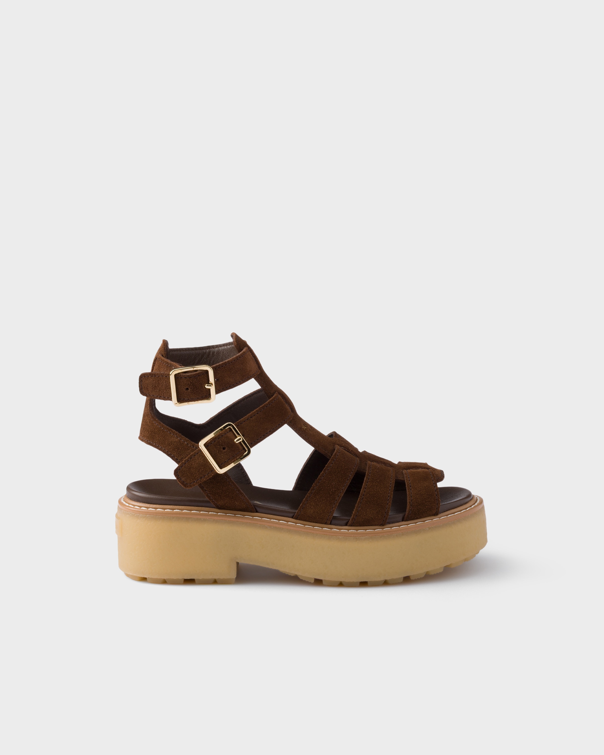 Prada Suede Gladiator Sandals, Woman, Cocoa Brown, Size 40