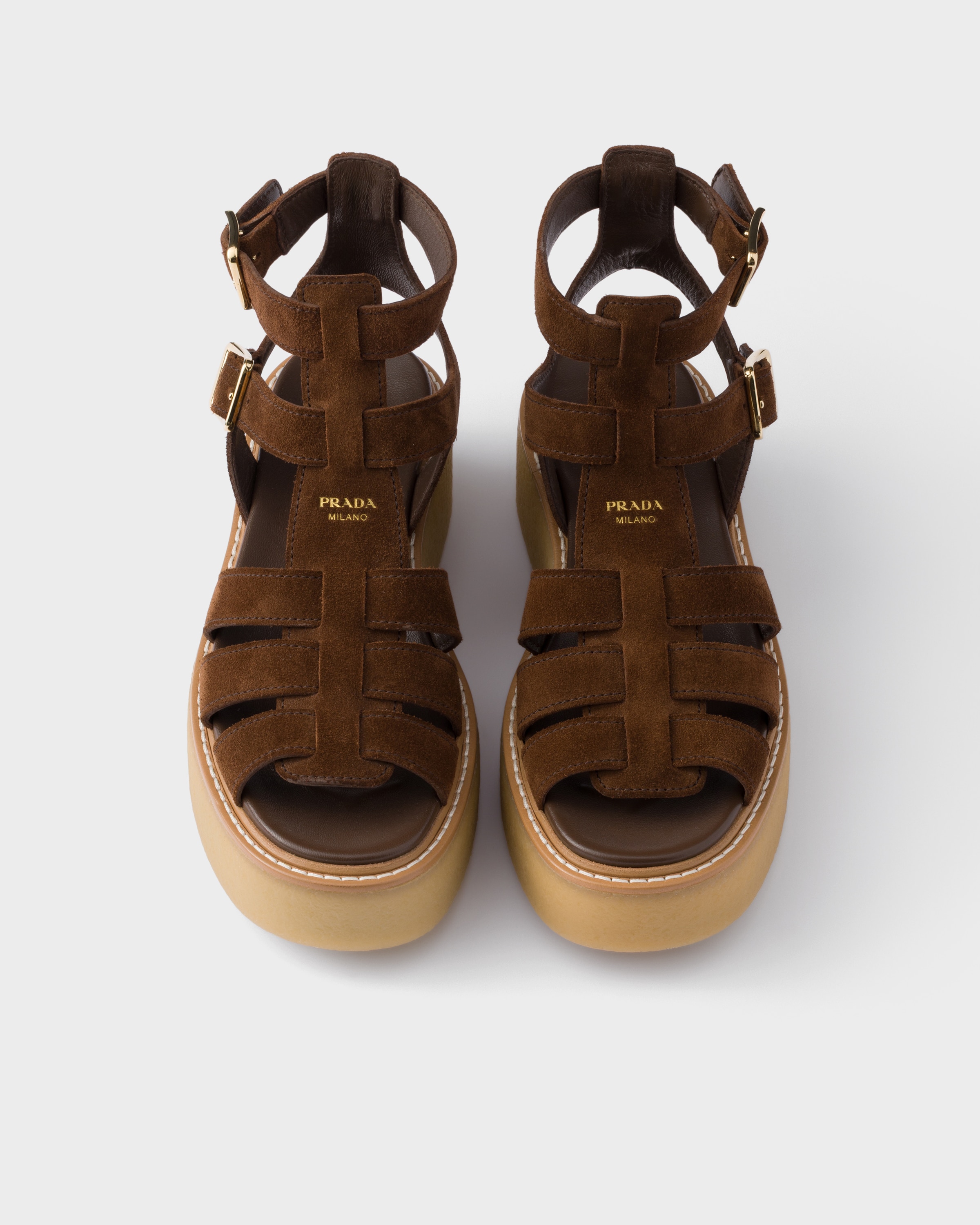Prada Suede Gladiator Sandals In Animal Print