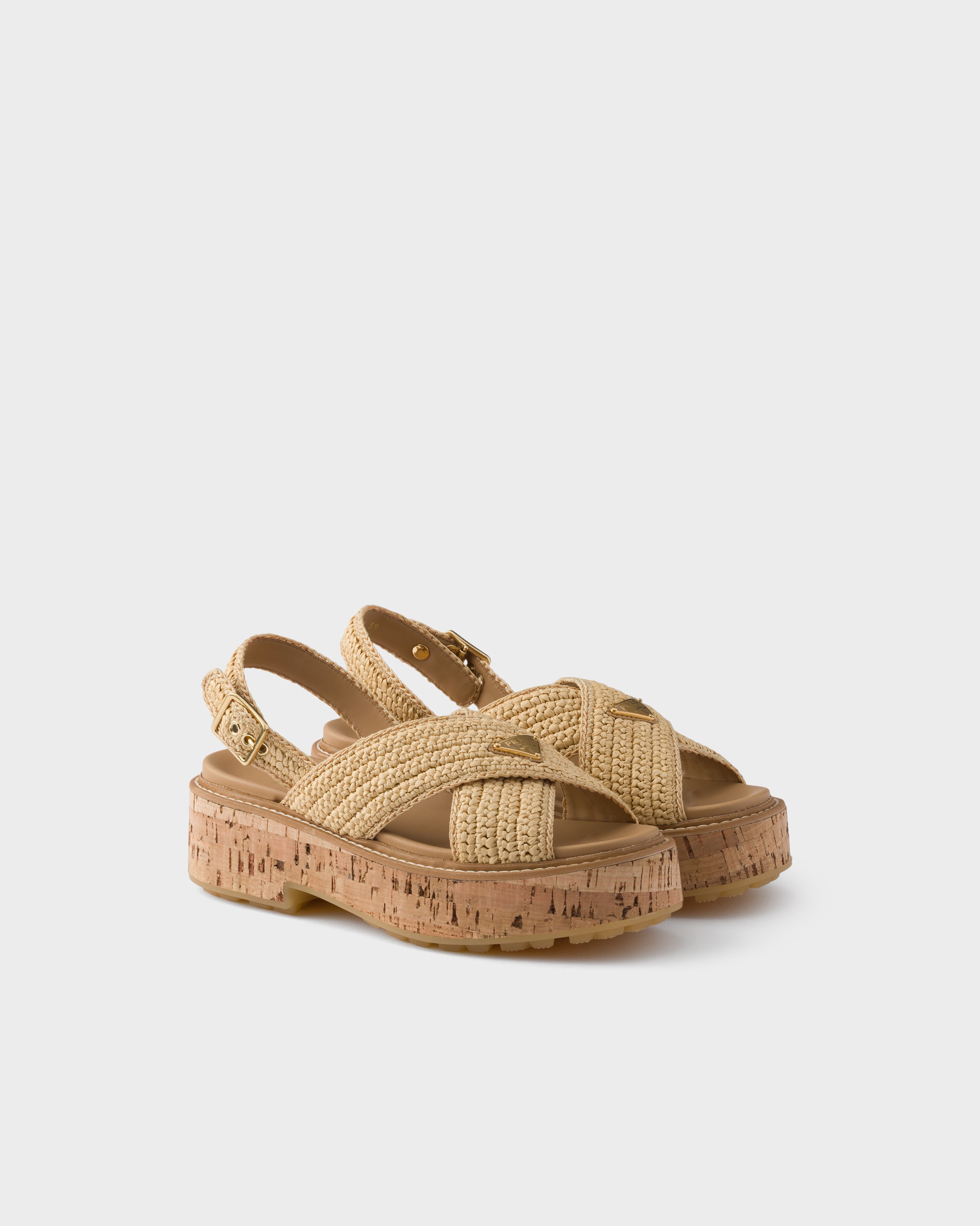Natural Crochet Platform Sandals | PRADA - United States