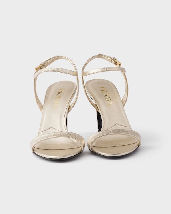 Patent Saffiano leather sandals - Pyrite Patent Saffiano leather sandals - Pyrite