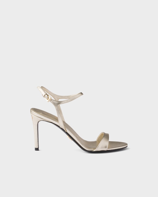 Patent Saffiano leather sandals - Pyrite Patent Saffiano leather sandals - Pyrite
