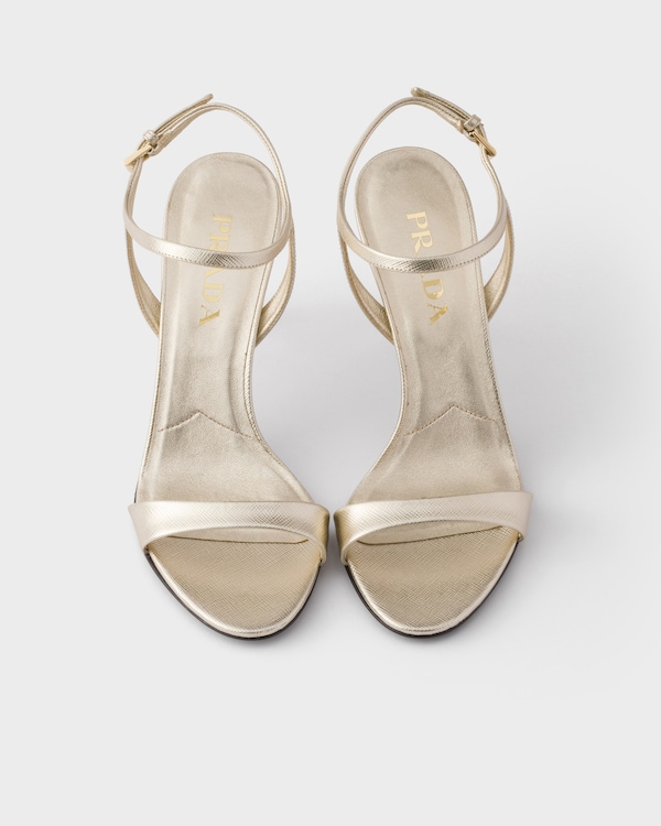 Patent Saffiano leather sandals - Pyrite Patent Saffiano leather sandals - Pyrite