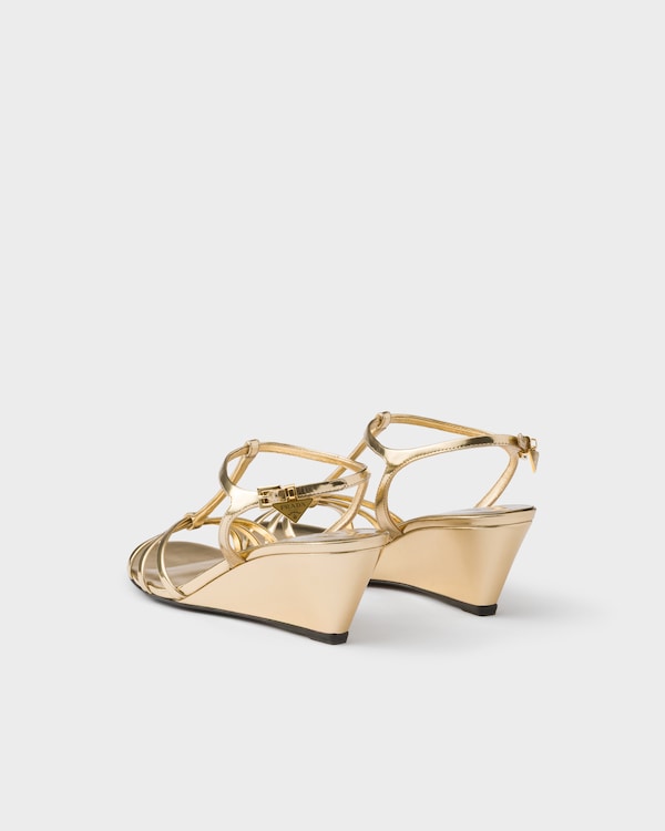 Sandales en cuir métallisé - Platine Sandales en cuir métallisé - Platine
