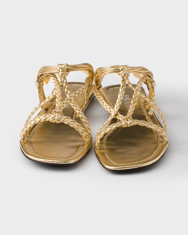 Flat mordoré nappa leather sandals - Platinum Flat mordoré nappa leather sandals - Platinum