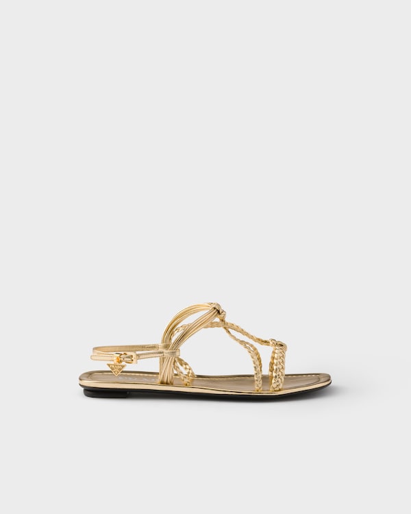 Flat mordoré nappa leather sandals - Platinum Flat mordoré nappa leather sandals - Platinum