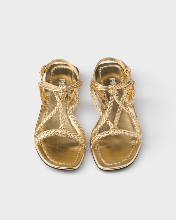 Flat mordoré nappa leather sandals - Platinum Flat mordoré nappa leather sandals - Platinum