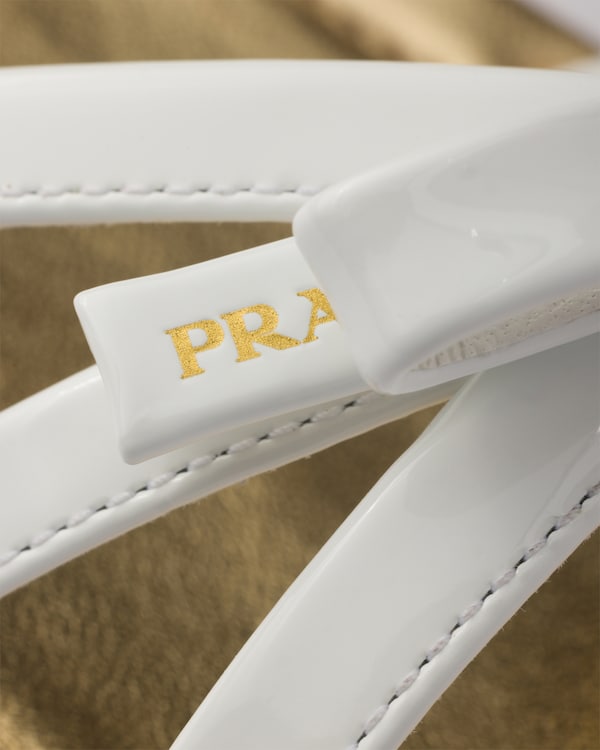 Flat patent and metallic leather sandals - White Flat patent and metallic leather sandals - White