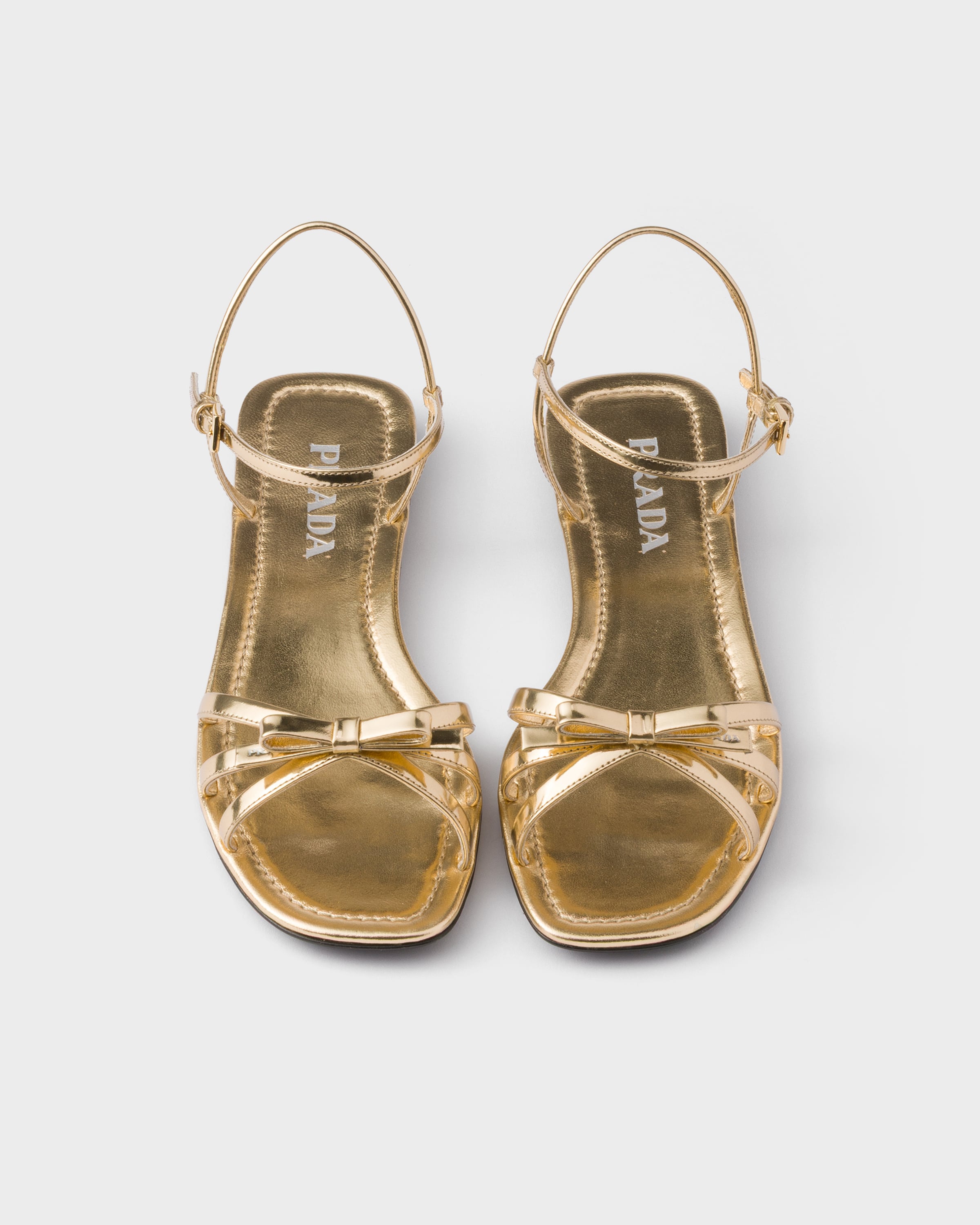 Platinum Flat metallic leather sandals | PRADA - United States