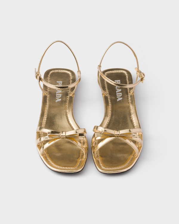 Flat metallic leather sandals - Platinum Flat metallic leather sandals - Platinum