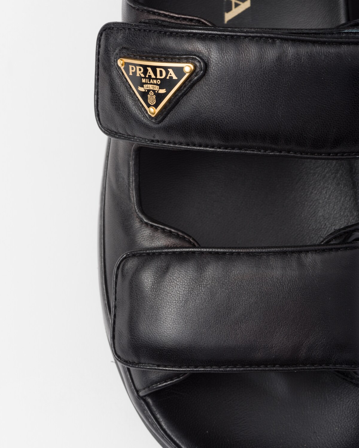 Prada Black Calfskin Flat Sandals