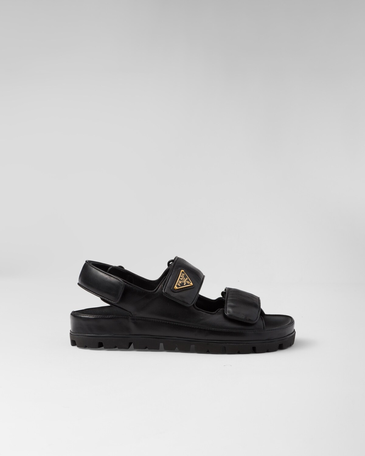 Prada Black Leather Flat Sandals
