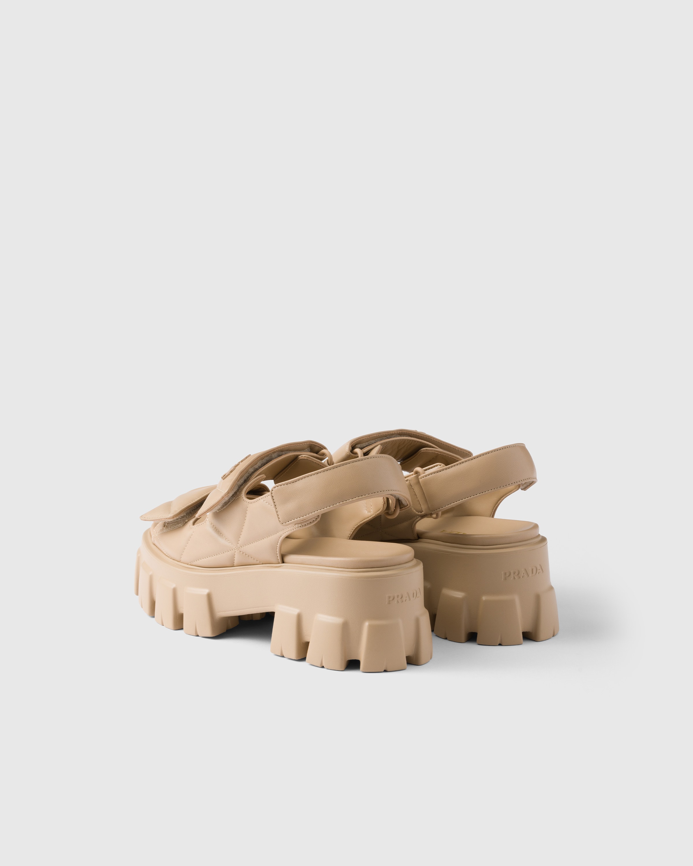 Prada Monolith Sandalen Aus Nappa-leder In Sand Beige