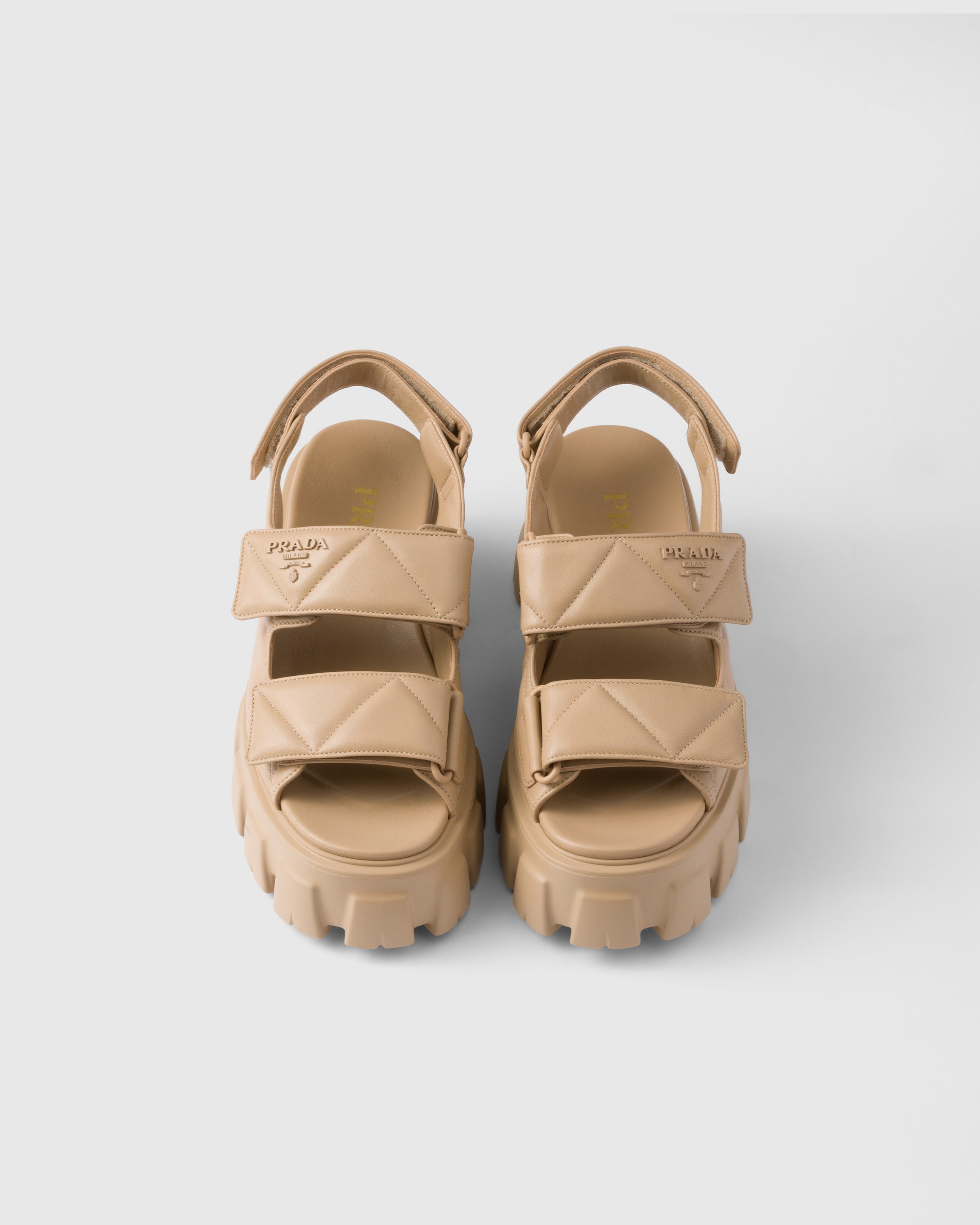 Prada Monolith Sandalen Aus Nappa-leder In Sand Beige