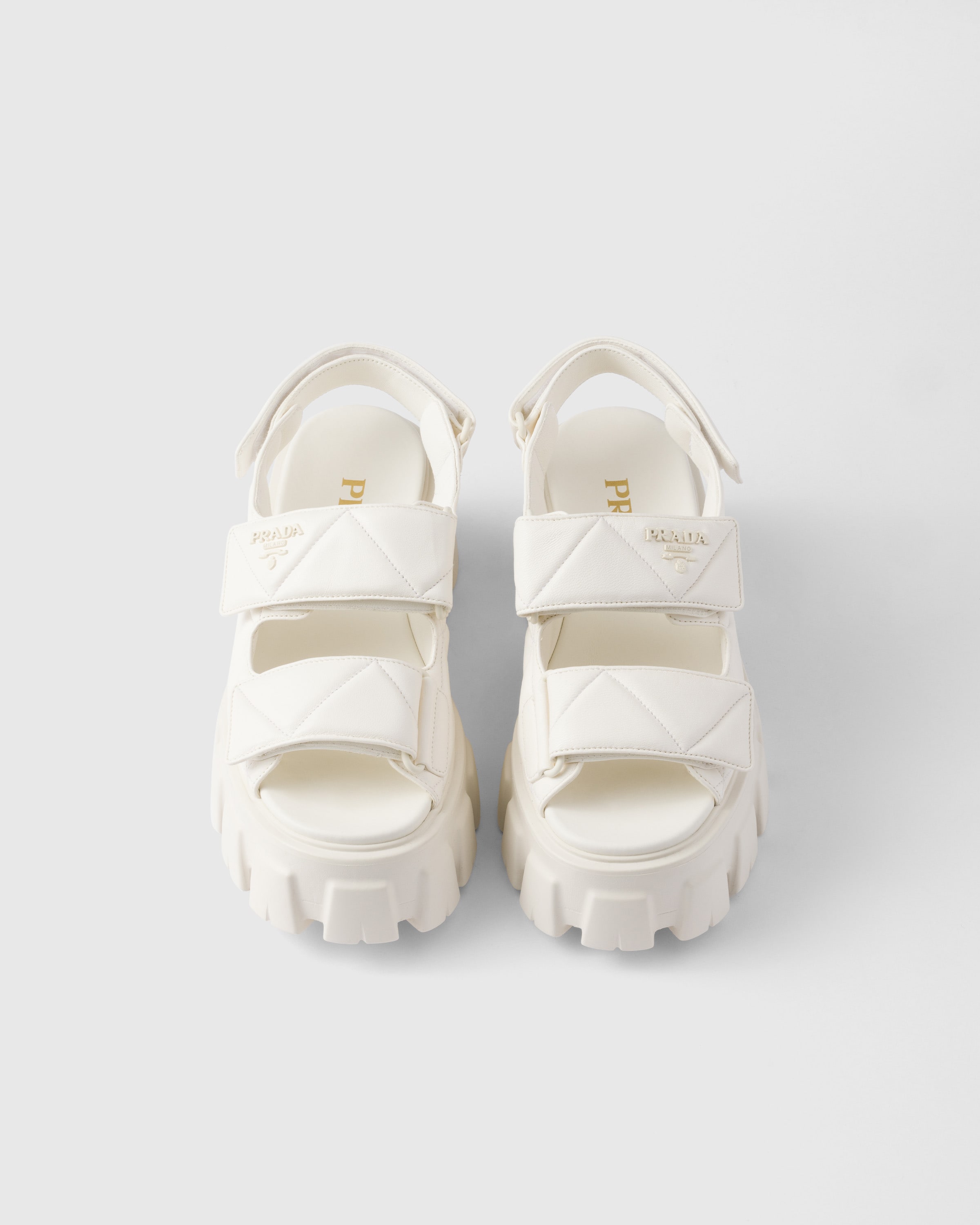 Ivory Monolith nappa leather sandals | PRADA