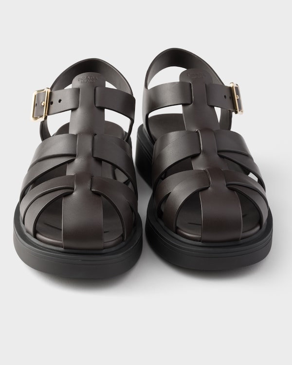 レザー フィッシャーマンズ サンダル - ダークブラウン レザー フィッシャーマンズ サンダル - ダークブラウン