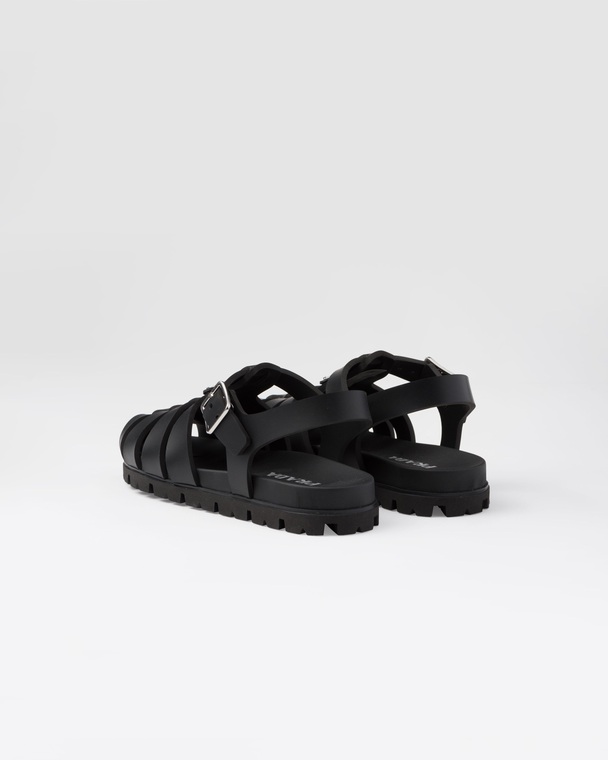 Black Sporty Fisherman Sandals PRADA