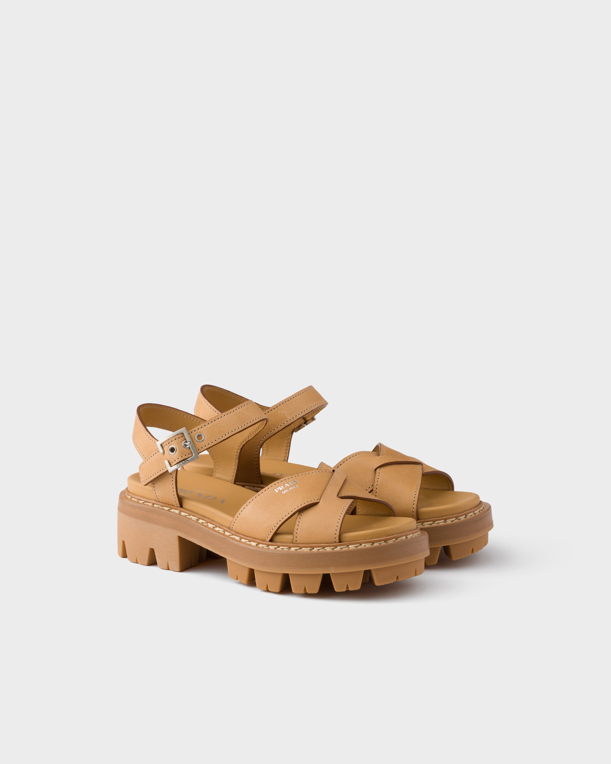 Natural Leather sandals | PRADA - United States