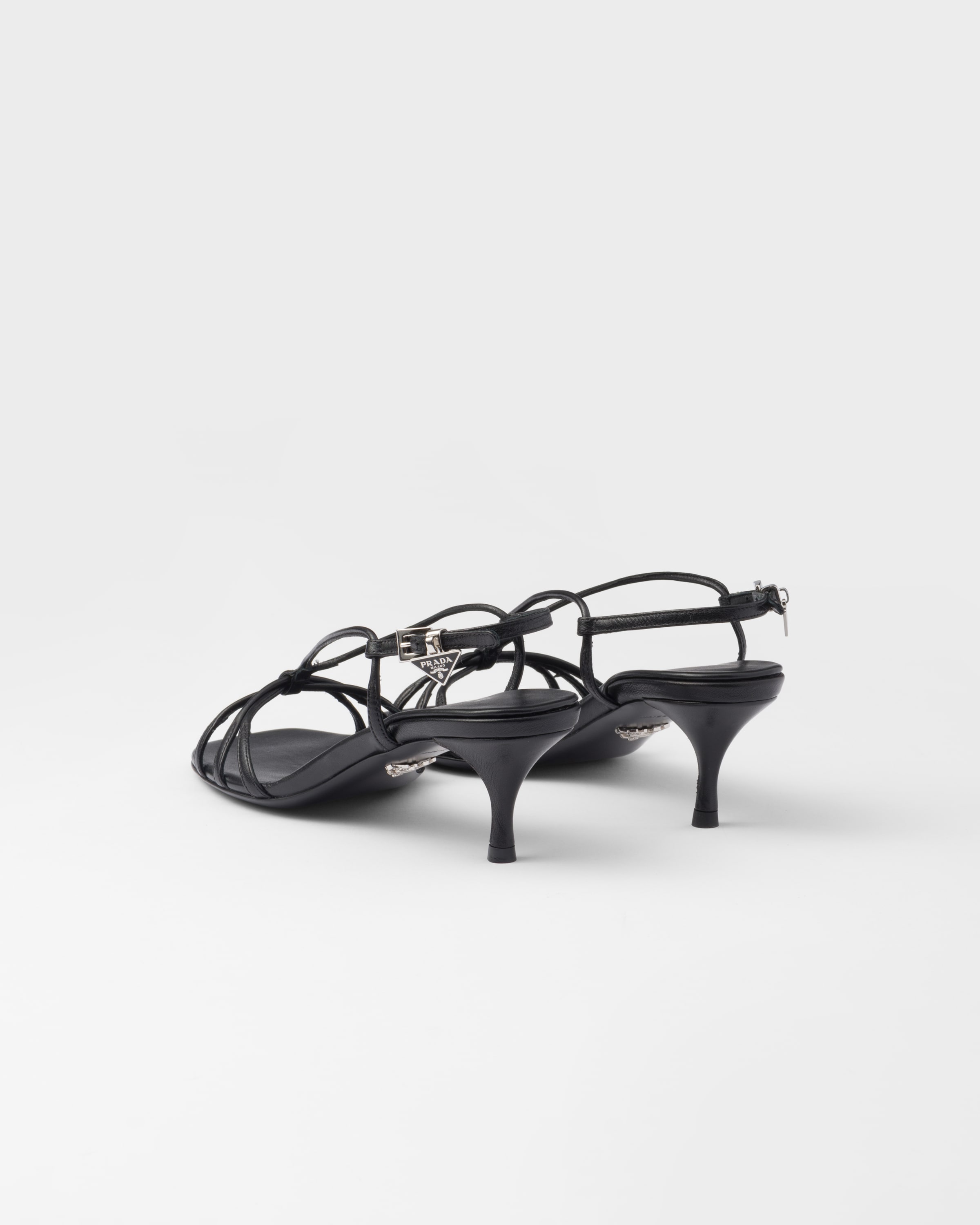 ブラック レザー ヒールサンダル | PRADA