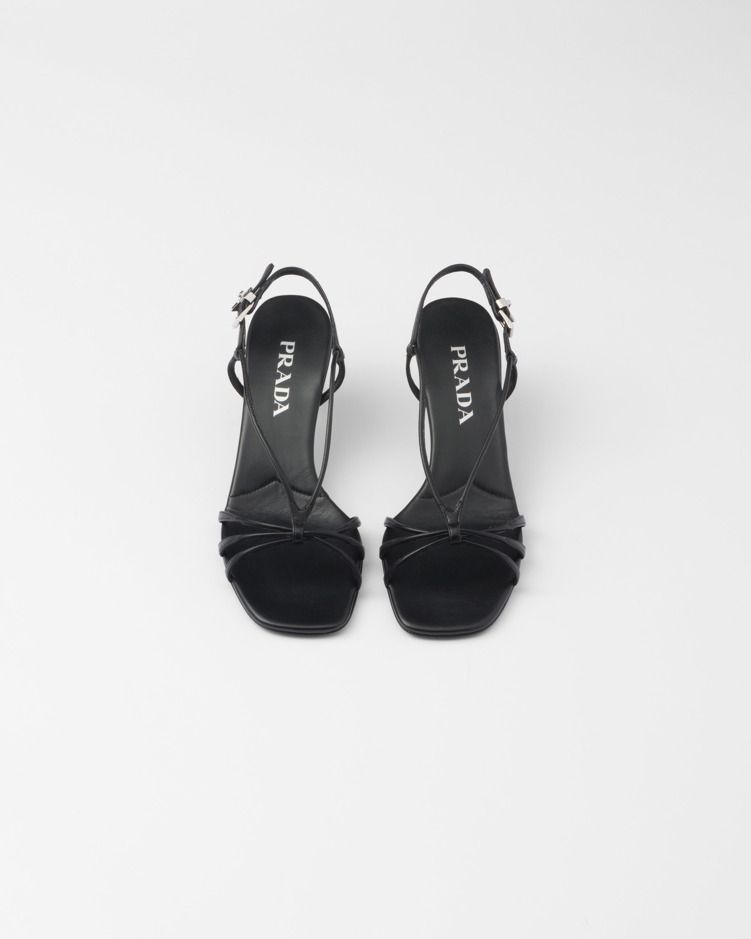 Shop Prada Heeled Leather Sandals In Black