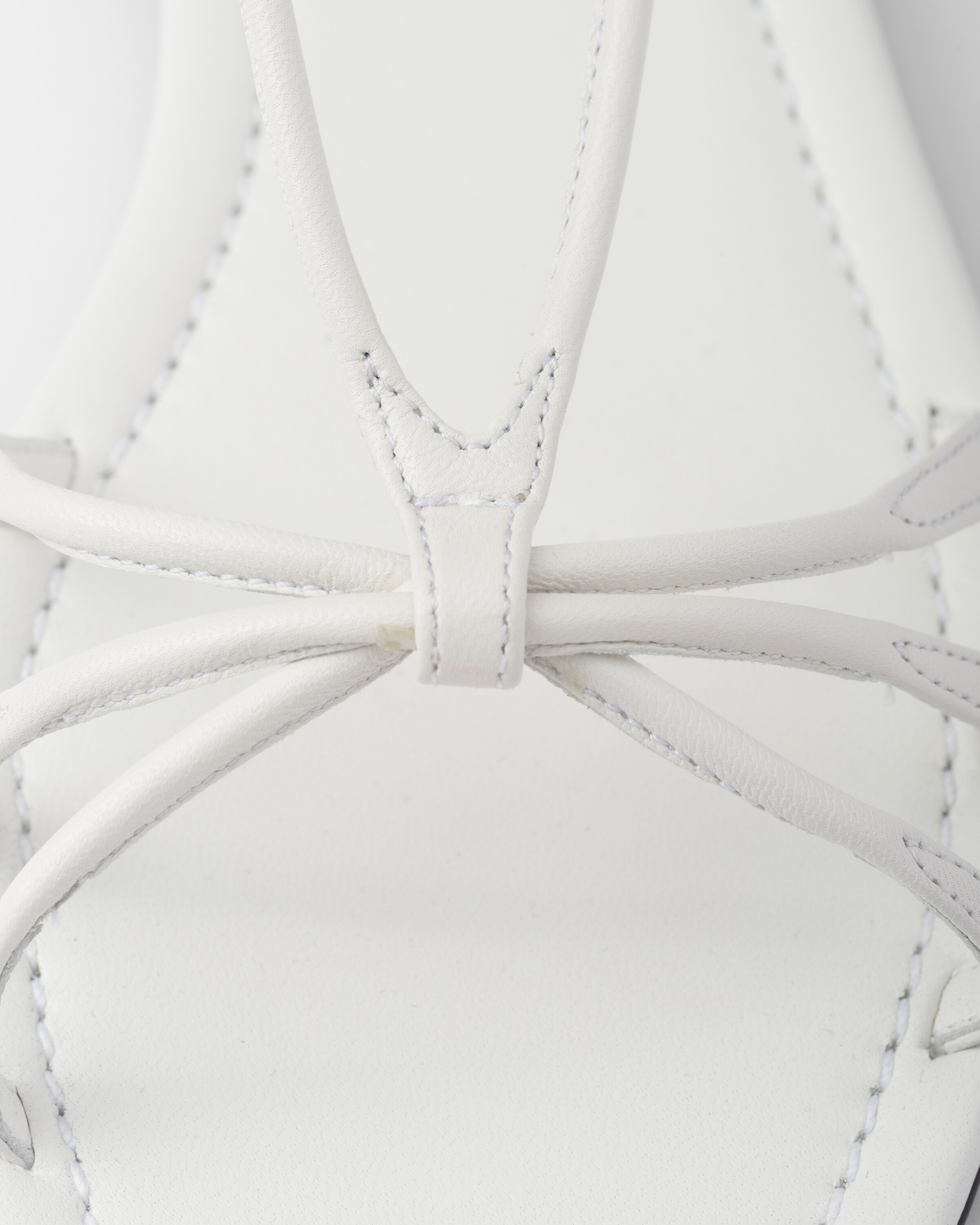 White Flat leather sandals | PRADA