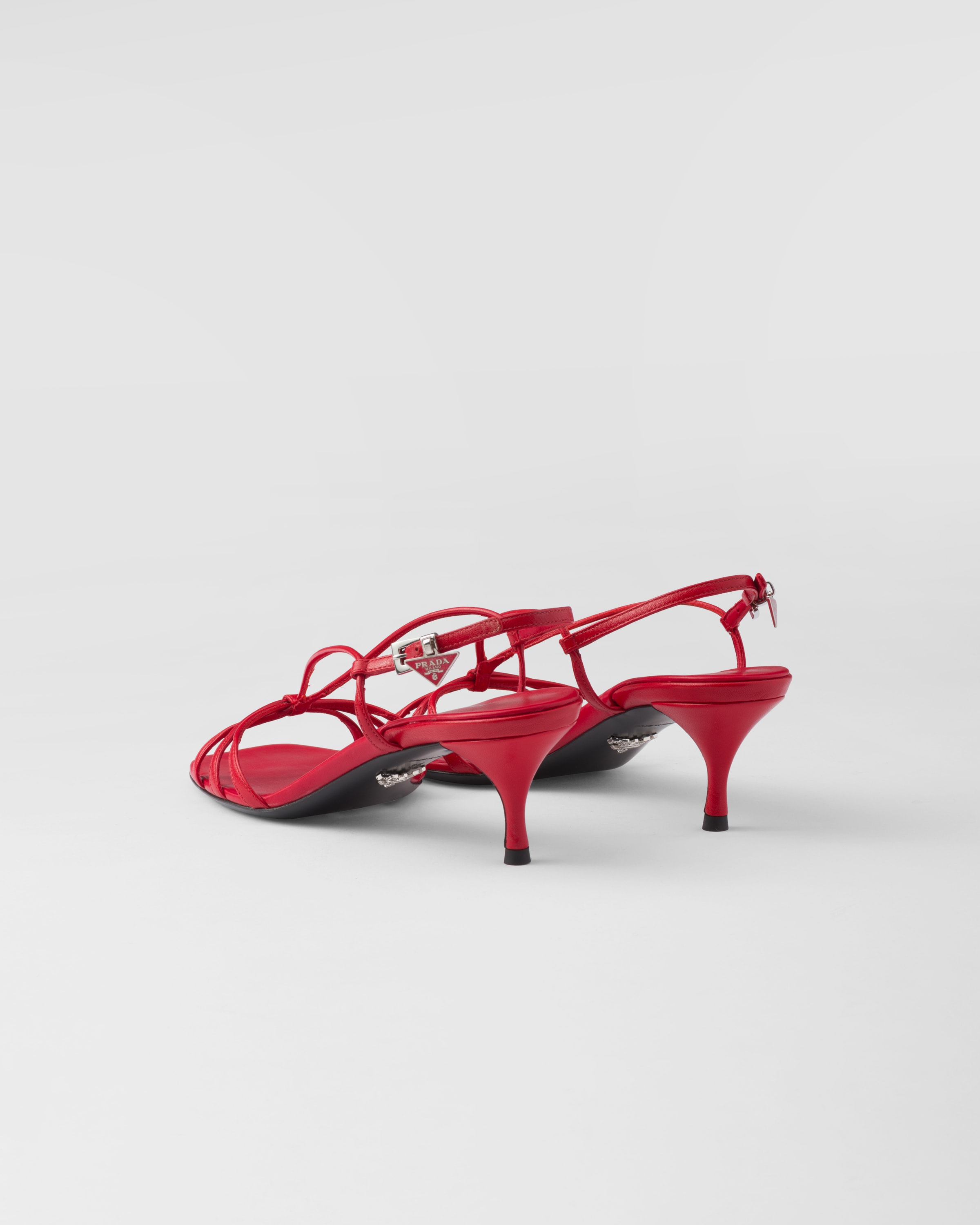 Shop Prada Heeled Leather Sandals In Red