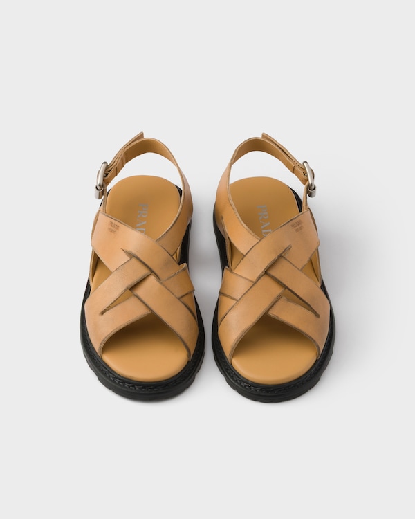 Antiqued leather sandals - Natural Antiqued leather sandals - Natural