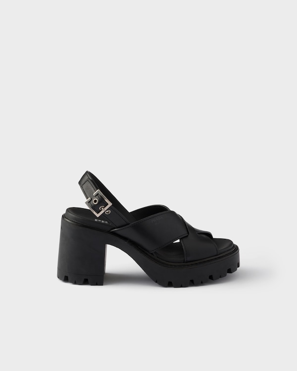 Crisscross leather platform sandals - Black Crisscross leather platform sandals - Black