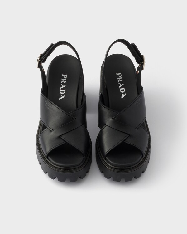 Crisscross leather platform sandals - Black Crisscross leather platform sandals - Black