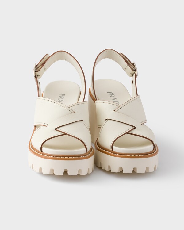 Crisscross leather platform sandals - Chalk White Crisscross leather platform sandals - Chalk White