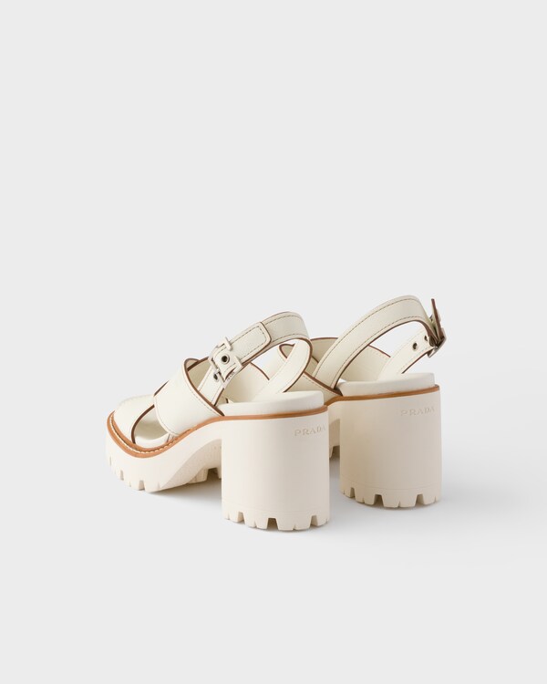 Crisscross leather platform sandals - Chalk White Crisscross leather platform sandals - Chalk White