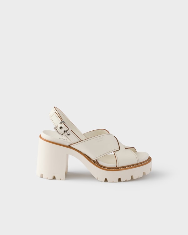 Crisscross leather platform sandals - Chalk White Crisscross leather platform sandals - Chalk White