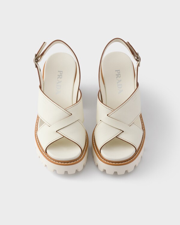 Crisscross leather platform sandals - Chalk White Crisscross leather platform sandals - Chalk White