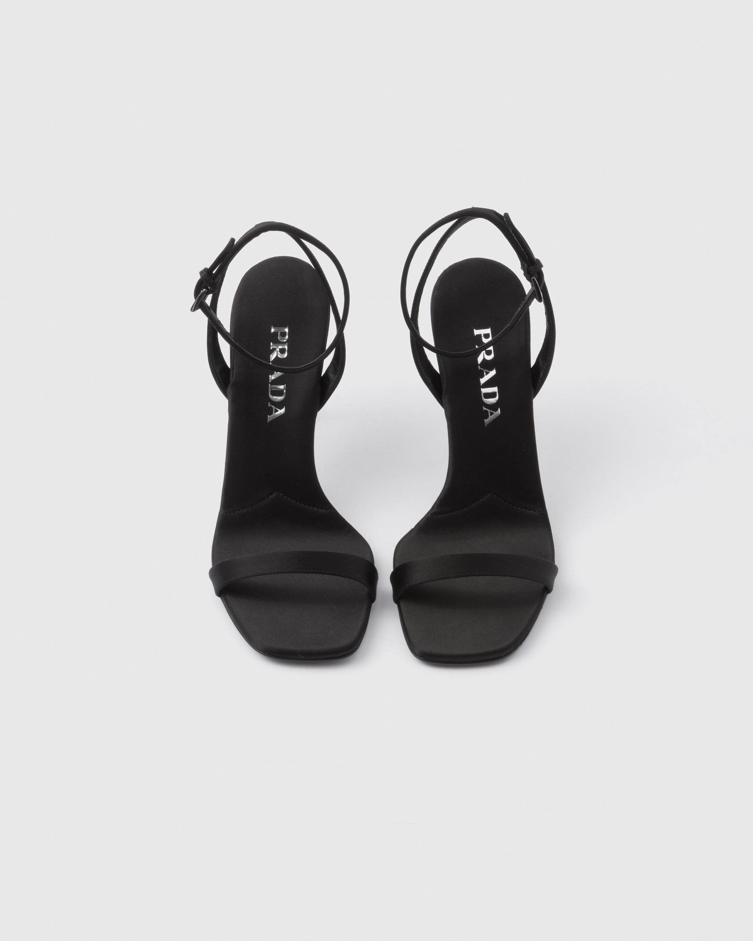 Shop Prada Satin High-heeled Sandals In Black