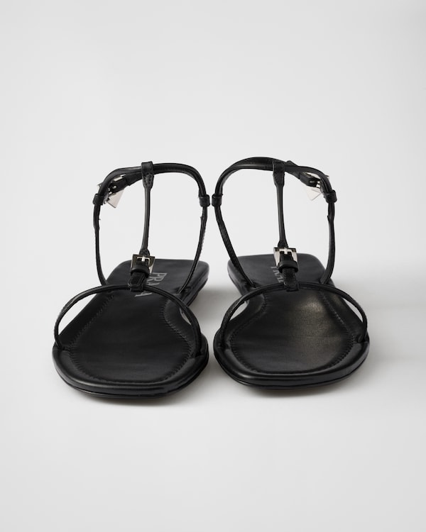 Sandalias planas de piel - Negro Sandalias planas de piel - Negro