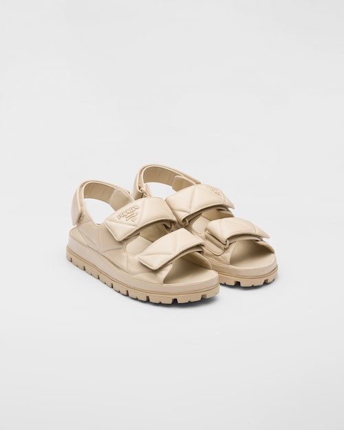 Desert Beige Padded nappa leather sandals | Prada