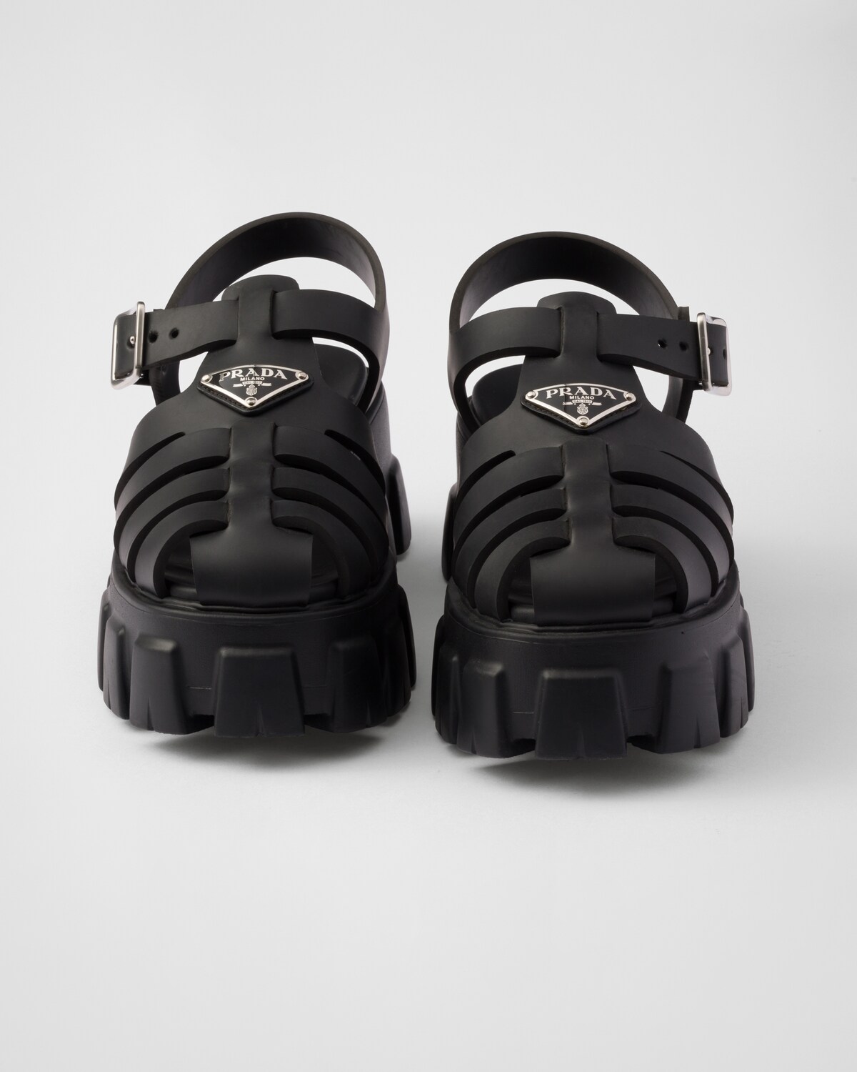 Black Monolith Foam Rubber Sandals PRADA