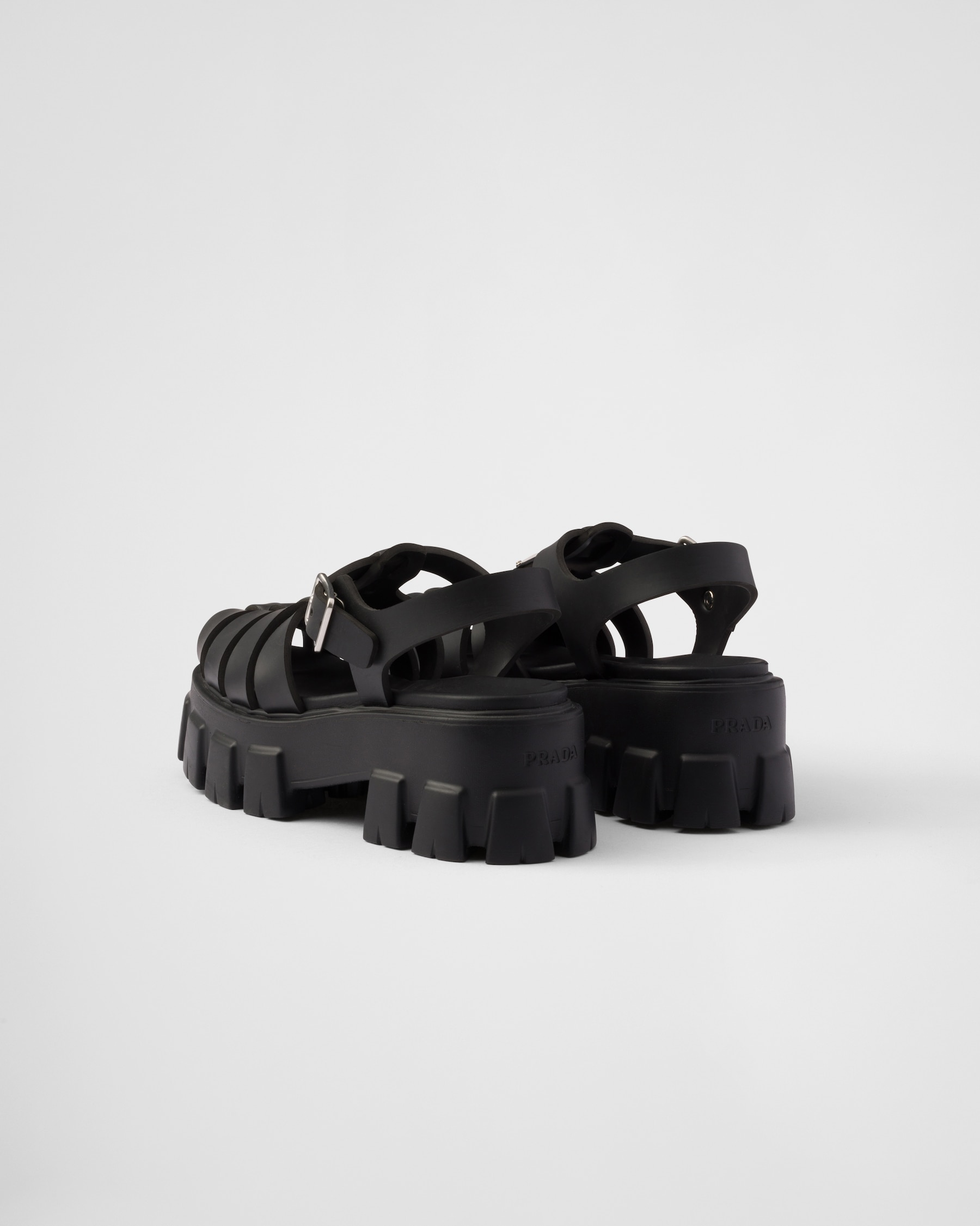PRA RUBBER MONOLITH SANDALS BLACK CALFSKIN