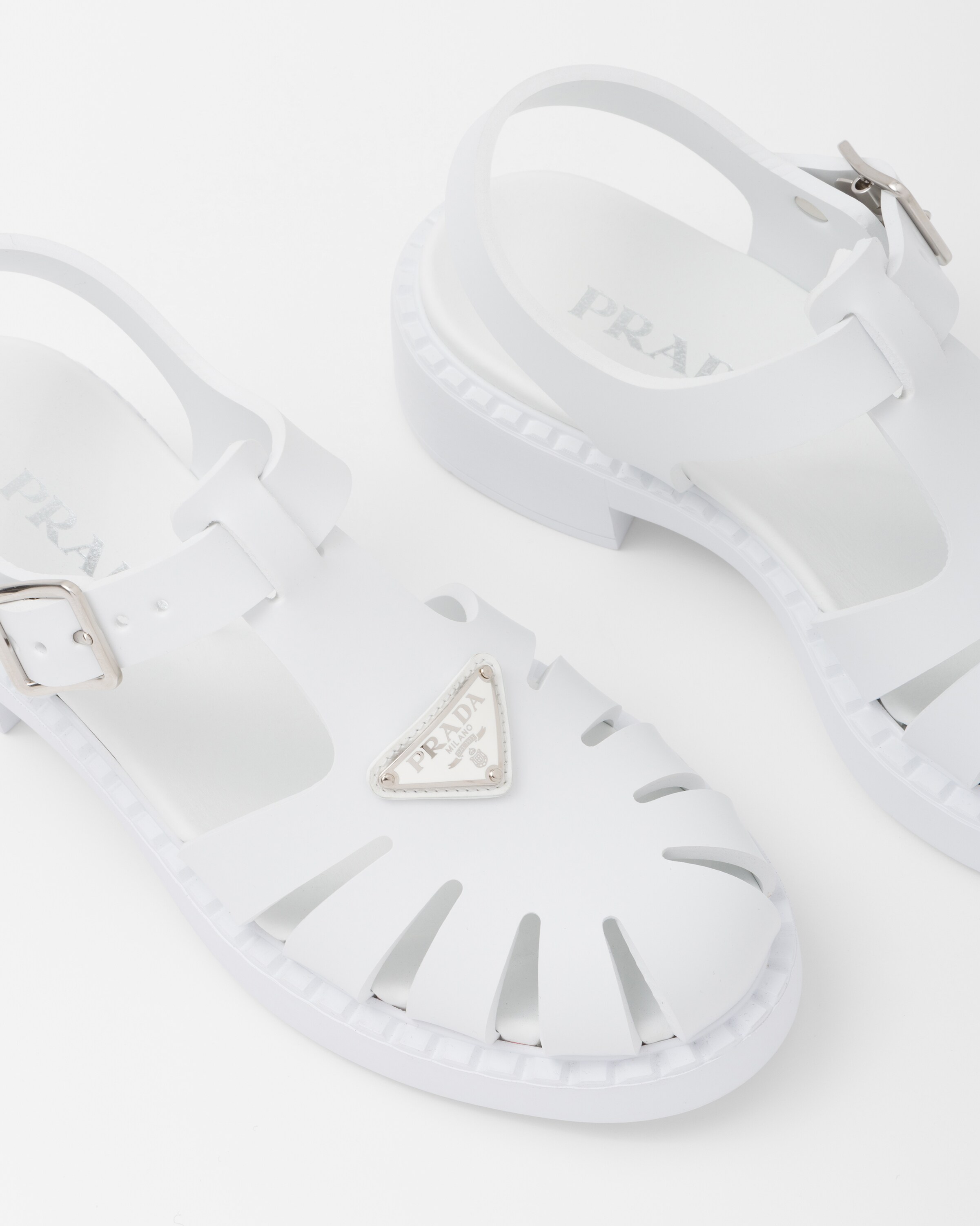White Sporty foam rubber sandals | Prada