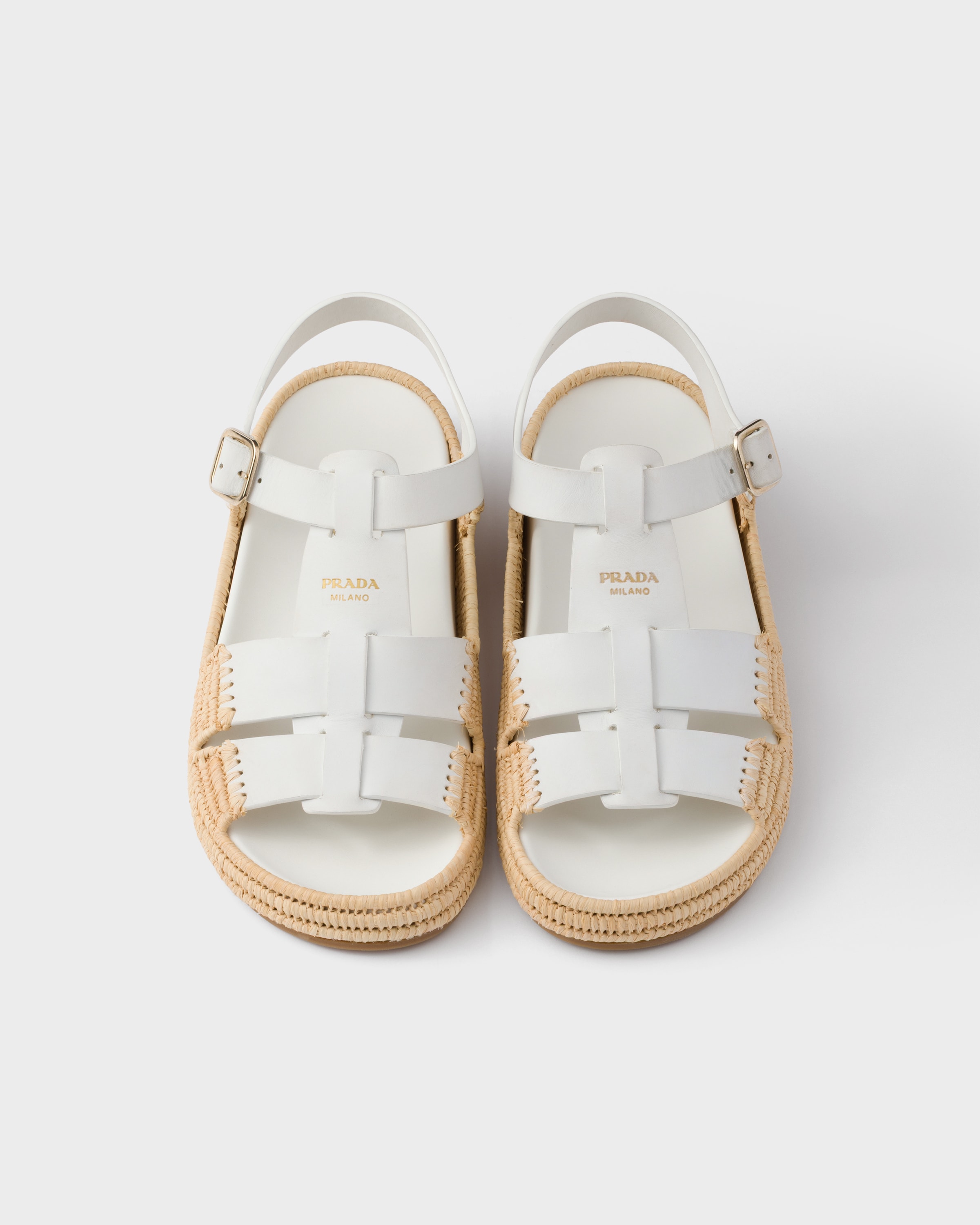 【PRADA】レザー サンダル★ホワイト★1X870N_248_F0009_F_010 White Leather Sandals | PRADA