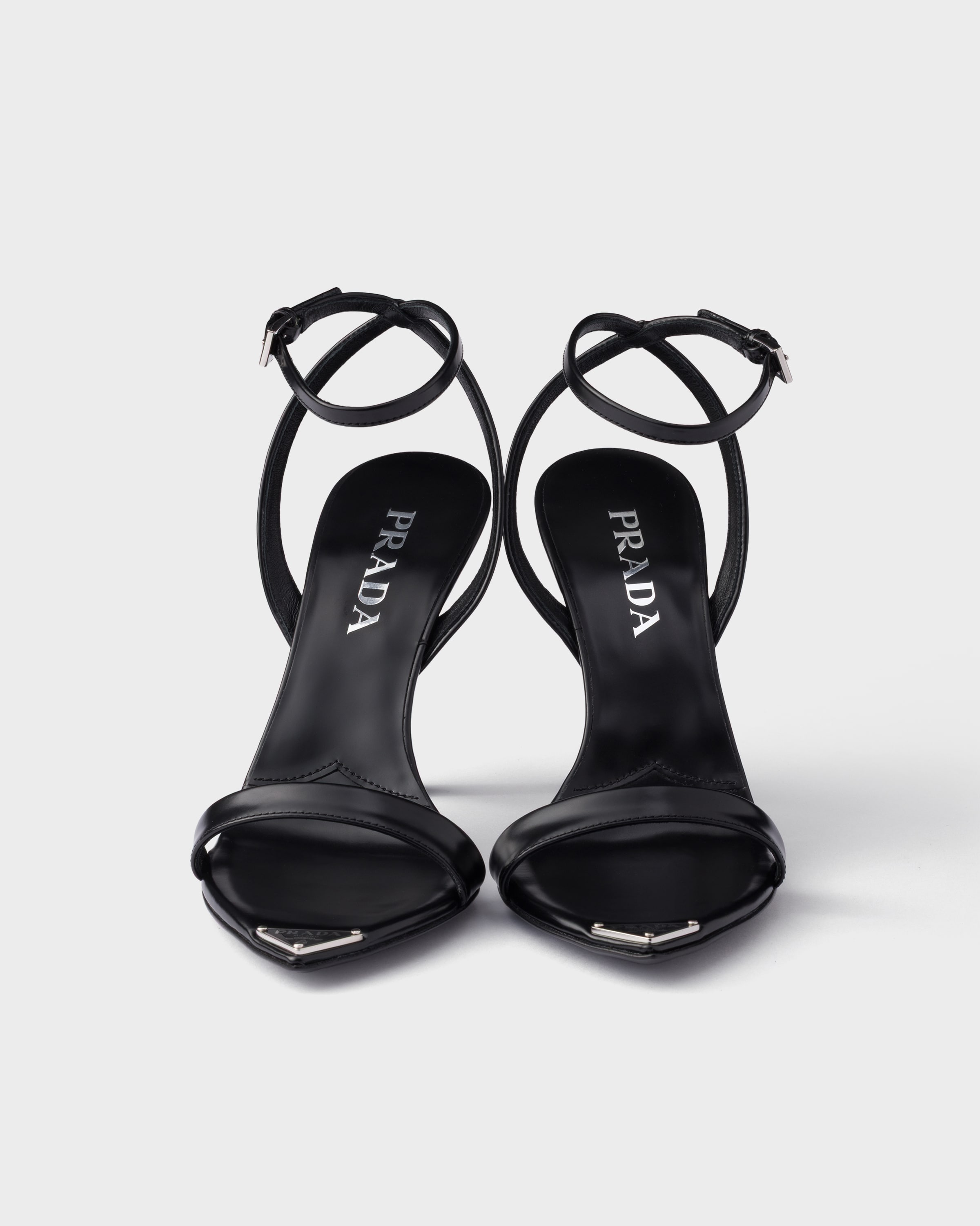 Black Brushed leather sandals | PRADA - Turkey