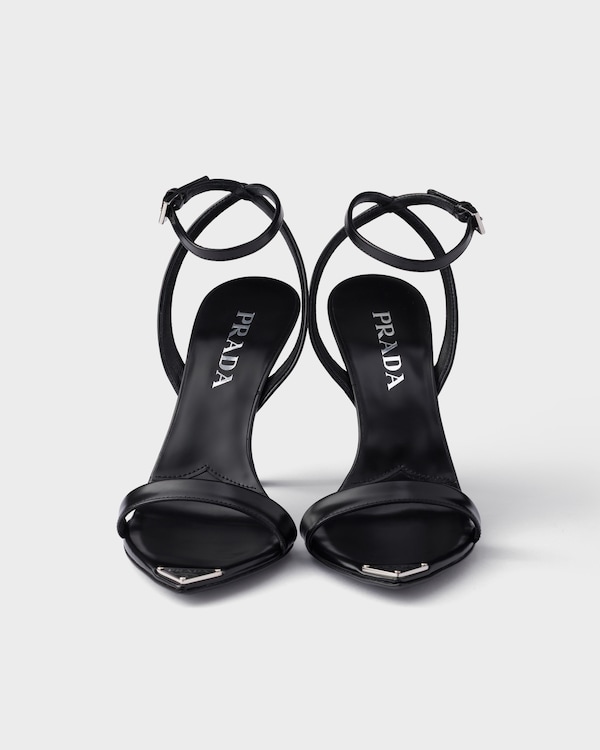 Brushed leather sandals - Black Brushed leather sandals - Black