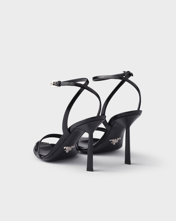 Brushed leather sandals - Black Brushed leather sandals - Black