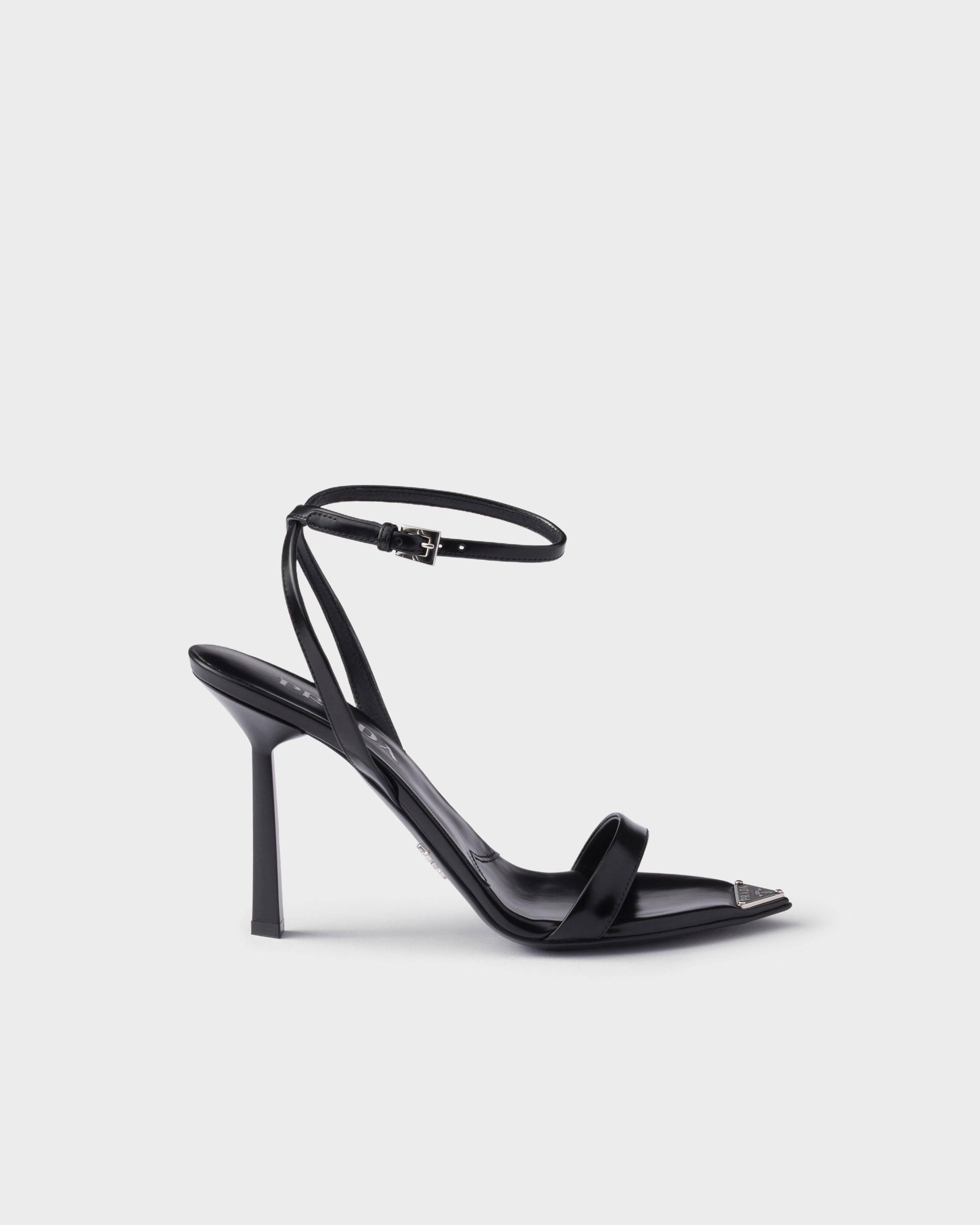 Black Brushed leather sandals | PRADA - United States