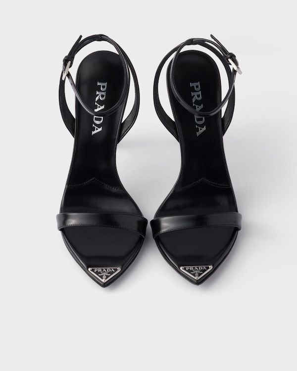 Brushed leather sandals - Black Brushed leather sandals - Black