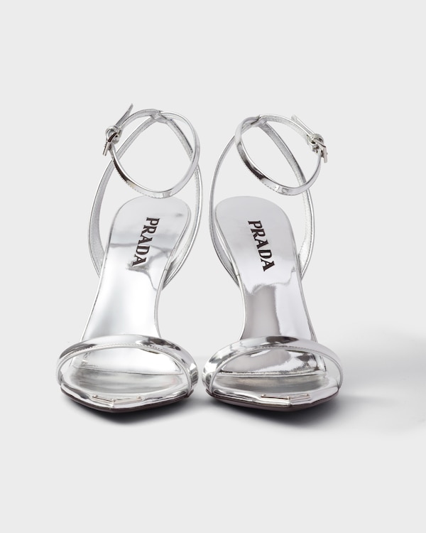 Metallic leather high-heeled sandals - Silver Metallic leather high-heeled sandals - Silver