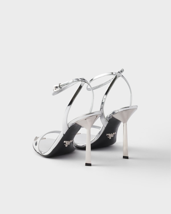 Metallic leather high-heeled sandals - Silver Metallic leather high-heeled sandals - Silver