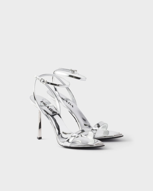 Metallic leather high-heeled sandals - Silver Metallic leather high-heeled sandals - Silver