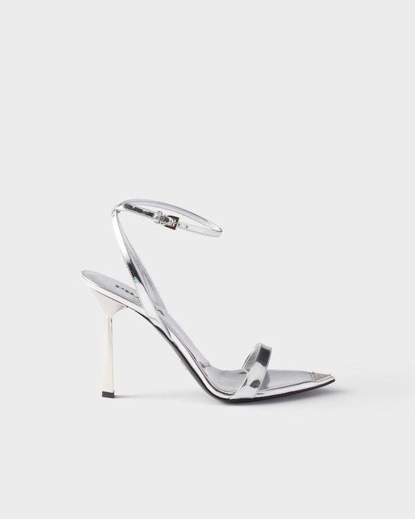 Metallic leather high-heeled sandals - Silver Metallic leather high-heeled sandals - Silver