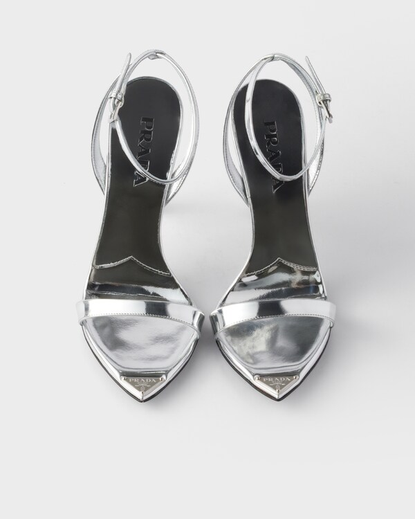 Metallic leather high-heeled sandals - Silver Metallic leather high-heeled sandals - Silver