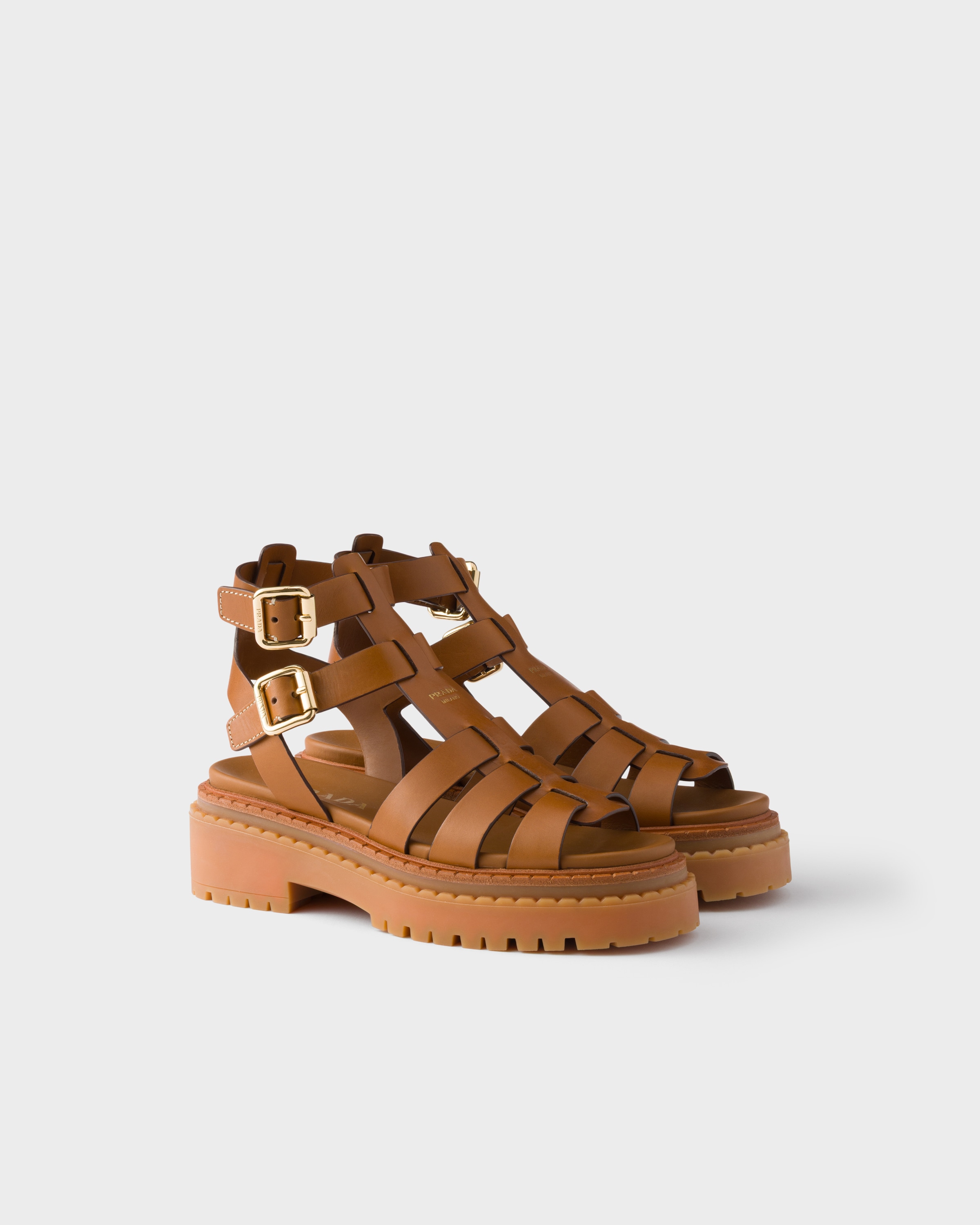 Prada Ledersandalen Mit Knöchelriemen